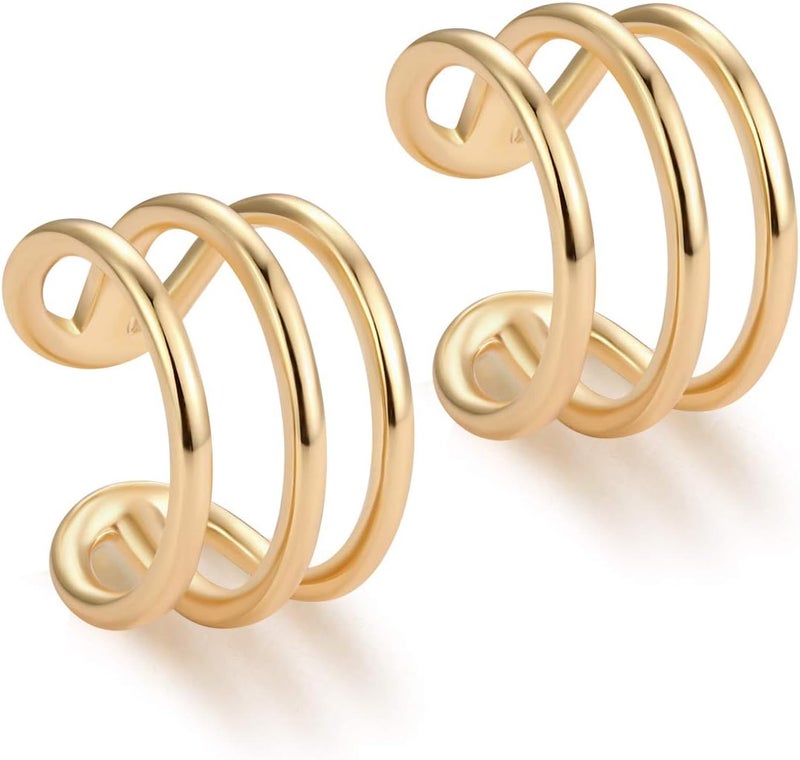 MYEARS Women Ear Cuff Earring Gold Non Pierced Ear Cartilage Clip on Wrap Hoop 14K Gold Filled Tiny Boho Beach Simple Minimalist Delicate Handmade Hypoallergenic Jewelry Gift-Sold as Single/Pair - Image 1